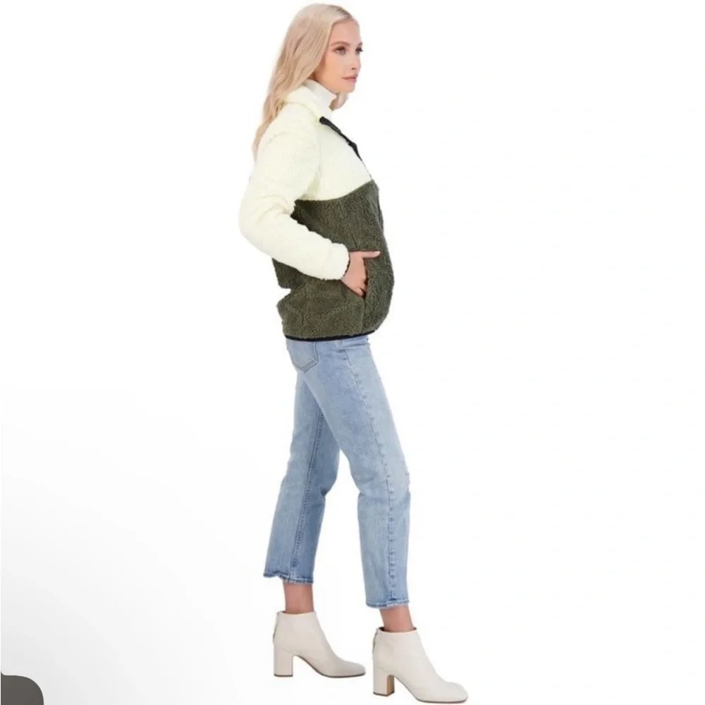 Lucky Brand Faux Shearling Colorblock Teddy Jacket Size S